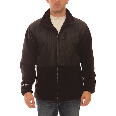 Jacket, Polyester, Zipper Front, Black, M MPN:J73013