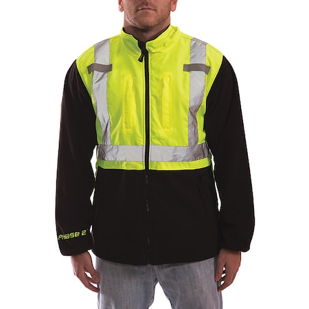 High Visibility Fleece Liner/Jacket, Polyester, Class 2 R, Green/Yellow, 4XL MPN:J73022-4X