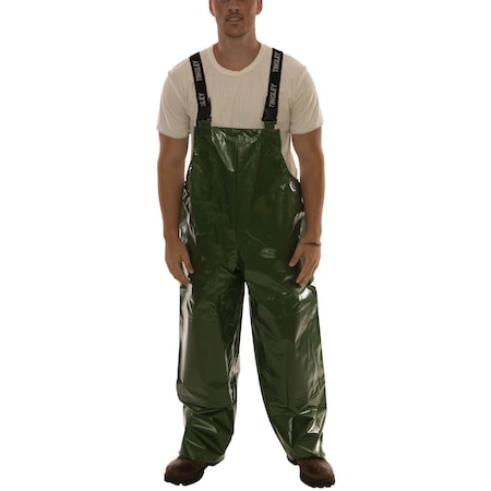 Rain Bib Overall, Polyurethane, 32 in Inseam, 48 in to 50 in Waist, 0.25 mm Thickness, Green, 2XL MPN:O22048