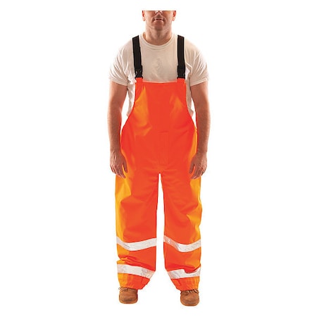 Hi-Visibility Rain Bib Overall, Polyester/Polyurethane, 29 in Inseam, 36 in to 38 in Waist, M MPN:O24129