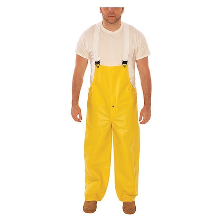 Rain Bib Overall, Heavy Duty PVC, 29 in Inseam, 36 in to 38 in Waist, 26 mil Thickness, Yellow, M MPN:O31107
