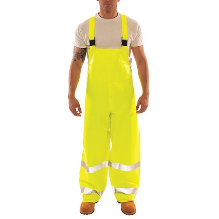 Arc Flash Hi-Visibility Bib Overall, PVC, 32 in Inseam, 56 in to 58 in Waist, 26 mil Thickness, 4XL MPN:O44122