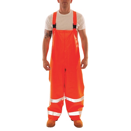 Arc Flash Hi-Visibility Bib Overall, PVC, 32 in Inseam, 56 in to 58 in Waist, 26 mil Thickness, 4XL MPN:O44129