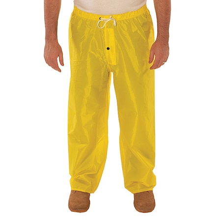 Rain Pants, Polyurethane, 32 in Inseam, Drawstring Closure, Yellow, Size 2XL MPN:P21107