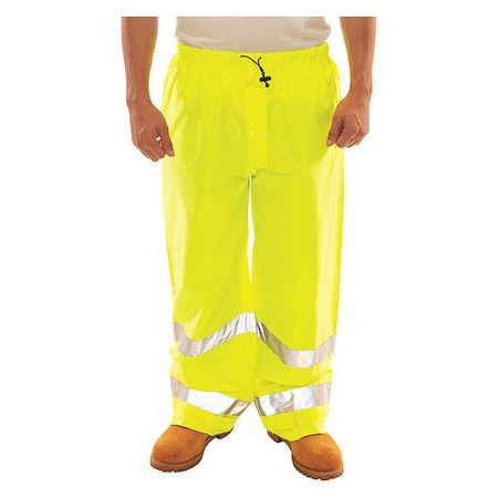 High Visibility Rain Pants, Polyurethane, 29 in Inseam, Drawstring Closure, Green/Yellow, Size M MPN:P23122