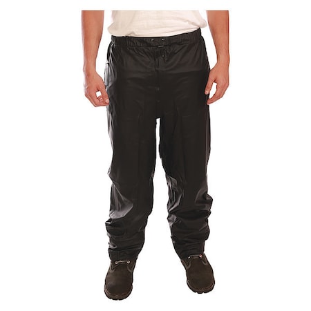 Rain Pants, Polyurethane, 28 in Inseam, Drawstring Closure, Black, Size S MPN:P67013