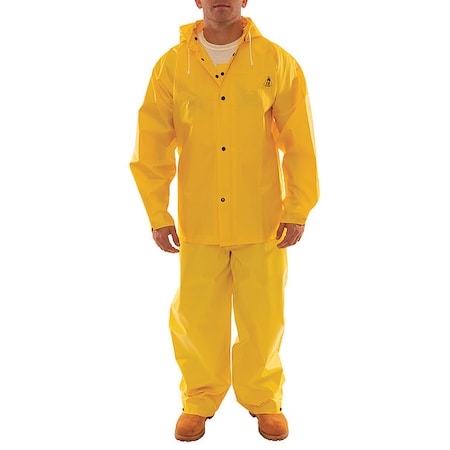 Rain Suit, Heavy Duty PVC, 10.5 mil Thick, Snap-On (Included), Yellow, 2XL MPN:S56307 XXL