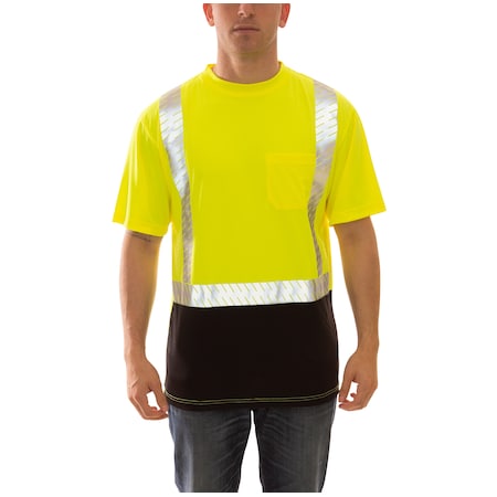 Job Sight Class 2 Premium T-Shirt, Class 2, Birdseye Polyester, Lime/Black, 4XL MPN:S74122