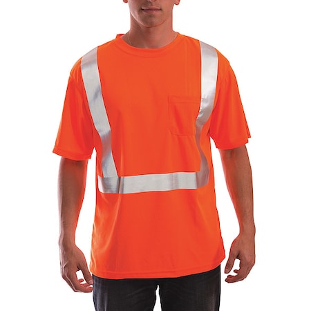 High Visibility T-Shirt, 2, R, Polyester, Orange, S MPN:S75029