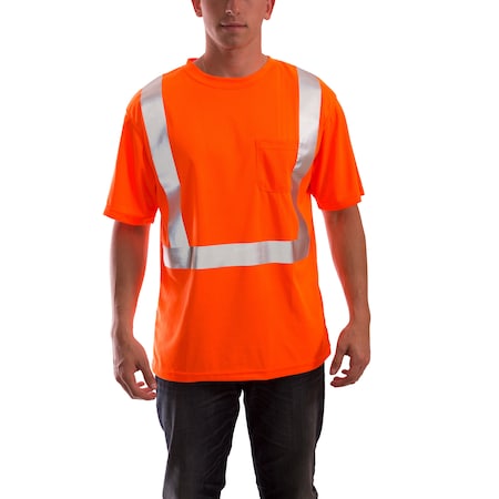 High Visibility T-Shirt, 2, R, Polyester, Orange, M MPN:S75029