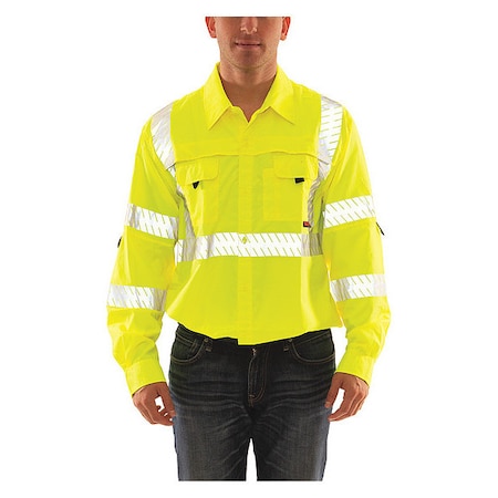 Job Sight Work Shirt, Size 4XL, Hi-Vis Green/Yellow MPN:S76522