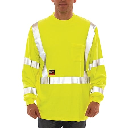 Flame-Resistant Crewneck Shirt, Pullover, Lime, XL MPN:S85522