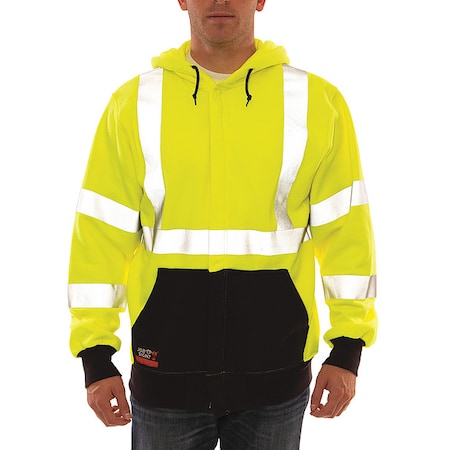 Job Sight FR Hooded Sweatshirt, Yellow/Black, XL MPN:S88122