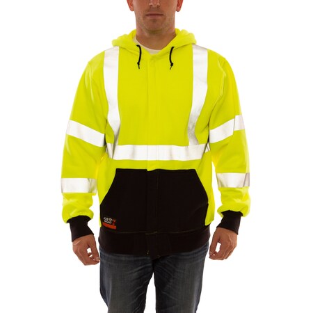 Job Sight FR Hooded Sweatshirt, Yellow/Black, 5XL MPN:S88122