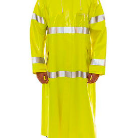 Comfort-Brite® Rain Coat Mens Small Attached Hood Silver Reflective Tape Fluorescent Yllw C53122.SM