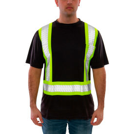 Tingley® Job Sight Class 1 Short Sleeve T-Shirt Black with Fluorescent Yellow-Green 4XL S74023C.4X
