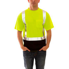 Job Sight™ Class 2 Black Front Pullover Hi Visibilty T-Shirt Lime Polyester 2XL S75122.2X