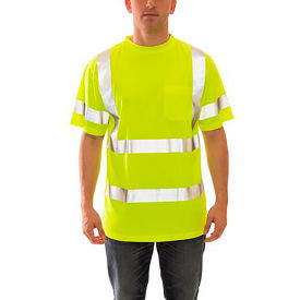 Job Sight&153; Class 3 Short Sleeve T-Shirt Pullover Lime Polyester LG S75322.LG