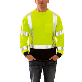 Job Sight&153; Class 3 Black Front T-Shirt Pullover Lime Polyester LG S75622.LG