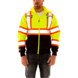 Tingley® Hi Vis Sweatshirt Detachable Hood Zipper Closure 2 Pockets Fl Lime Medium S78122C.MD