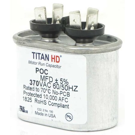 Motor Run Capacitor, 5 MFD, 370V, Oval MPN:POC5A