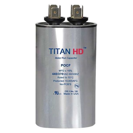 Motor Run Capacitor, 45 MFD, 440V, Oval MPN:POCF45A