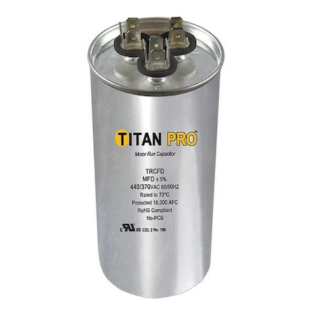 Motor Dual Run Capacitor, Round, 440/370V AC, 45/5 mfd, 4 1/4 in Overall H MPN:TRCFD455