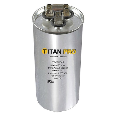 Motor Dual Run Capacitor, 370 to 440V AC MPN:TRCFD505