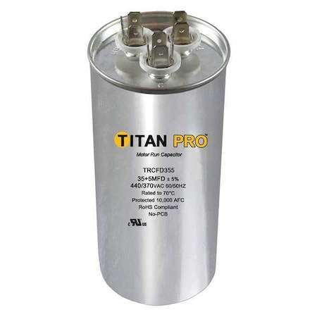 Motor Dual Run Capacitor, 370 to 440V AC MPN:TRCFD5075