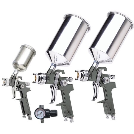 Hvlp Triple Set-Up Spray Gun Kit, 4 Piece MPN:TIT19220