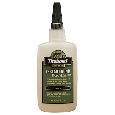 Wood Glue, Instant Bond Series, Clear, 4 oz, Bottle MPN:6222