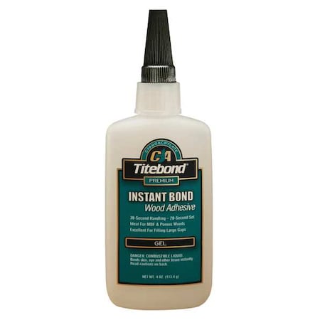 TITEBOND Instant Adhesive, Gel, 4 oz, Clear MPN:6232