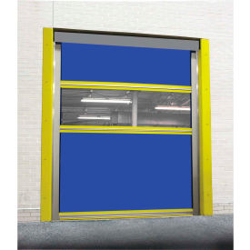 TMI Spring-Loaded RollUp Dock Door PVC Coated Blue Vinyl Panels & Vision Panel 10x10 FS-STM-IJ-10X10-COMBO