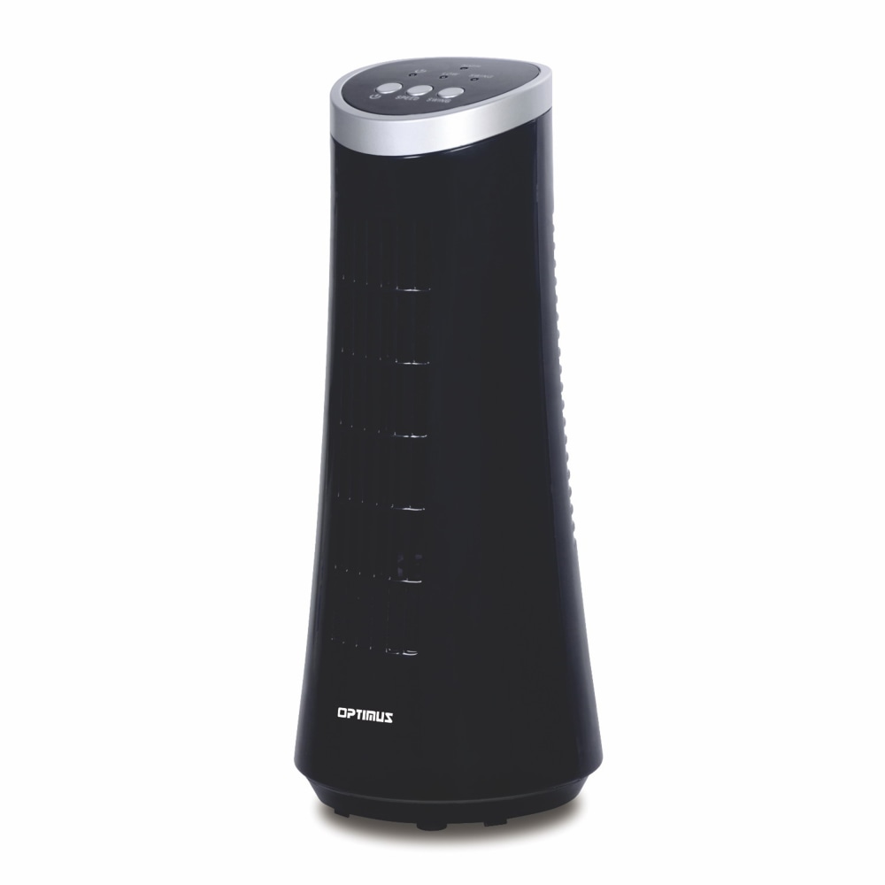 Optimus Ultra-Slim Oscillating Desktop Tower Fan, 12in x 5in, Black MPN:995105315M