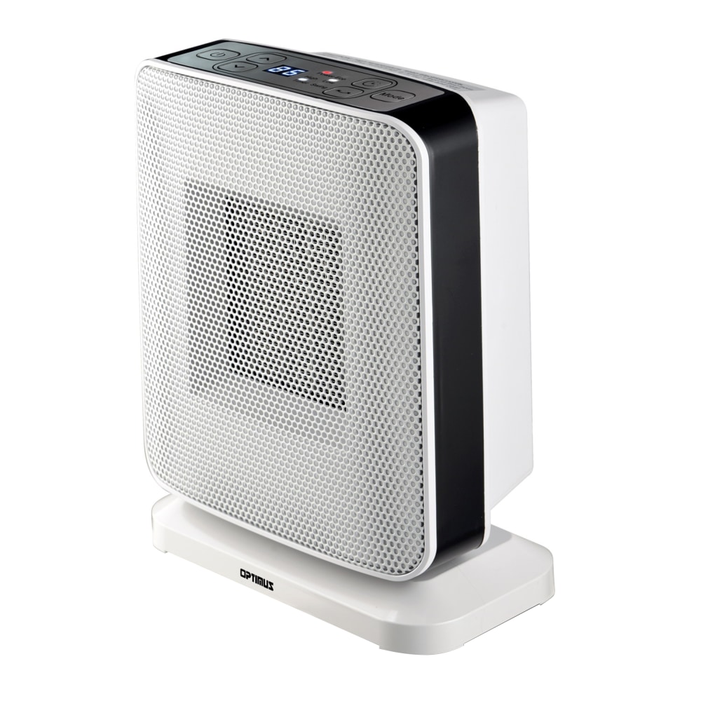 Optimus 1500-Watt Portable Oscillation Ceramic Heater With Thermostat And LED, 12in x 8in, White MPN:995109271M