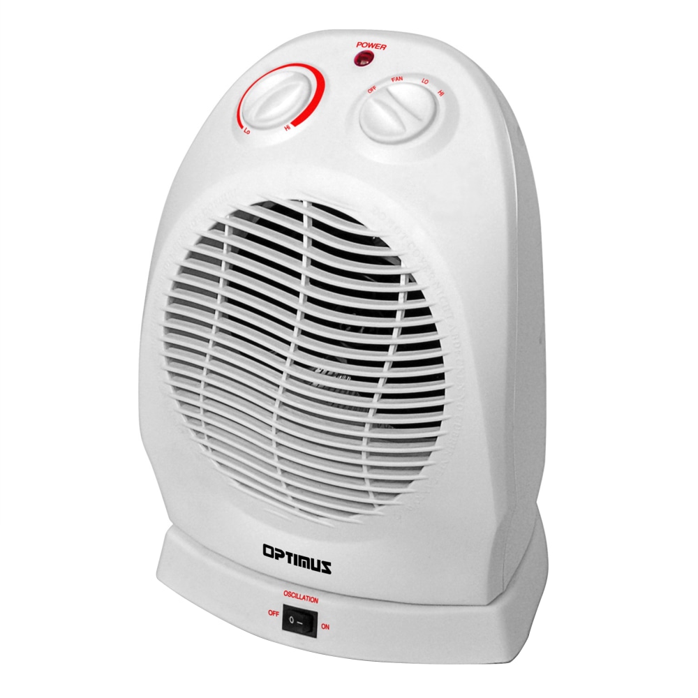 Optimus 1500-Watt Portable Oscillating Fan Heater With Thermostat, 10-1/16inH x 7-1/4inW, White MPN:99578845M