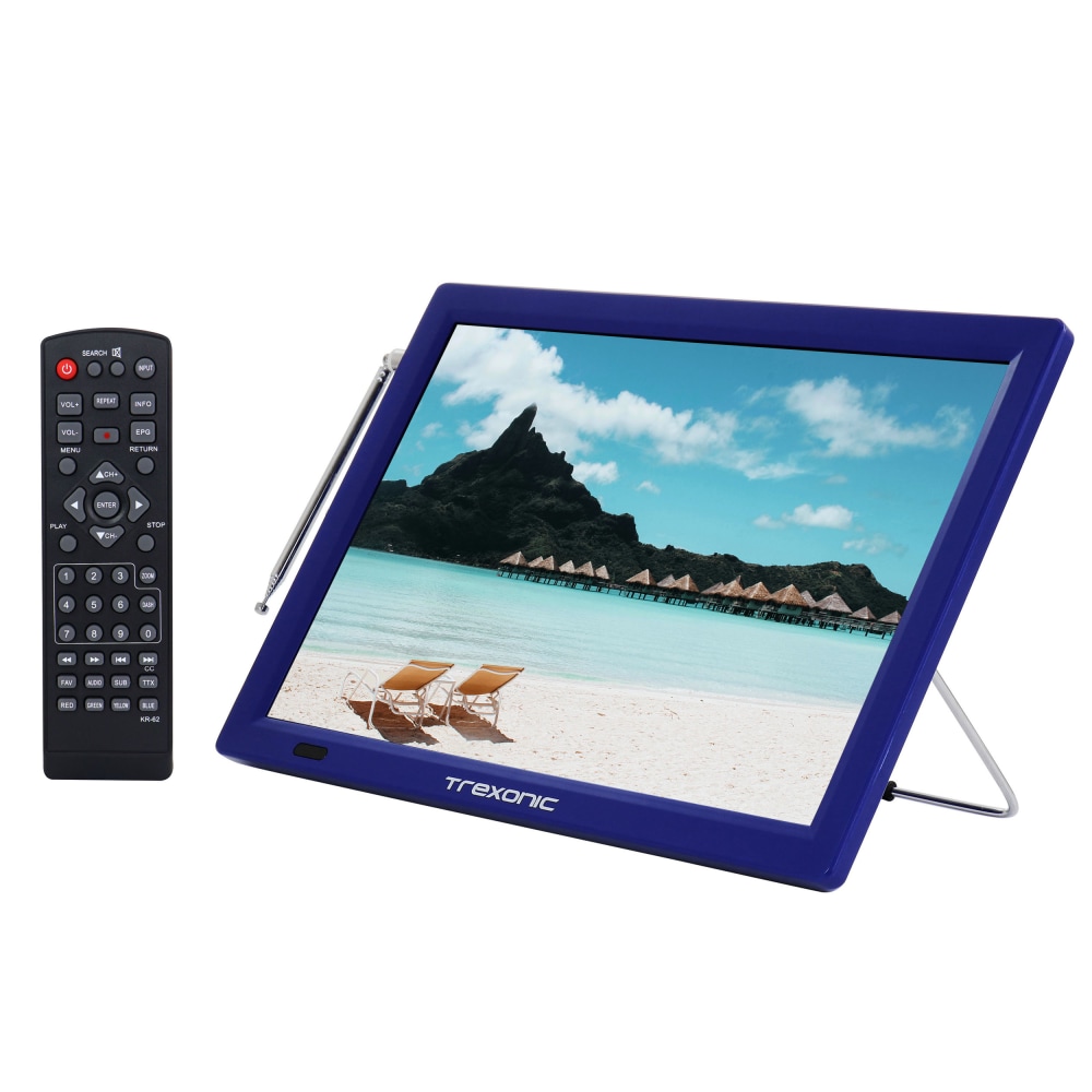 Trexonic Portable Rechargeable 14in LED TV With HDMI And Built-In Digital Tuner, Blue, 995115779M MPN:995115779M