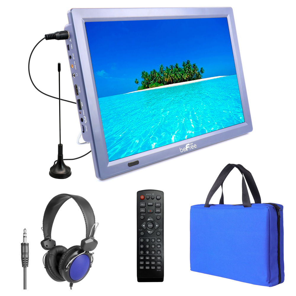BeFree Sound 14in LED Portable Television With Carry Bag And Headphones, Blue MPN:995117140M