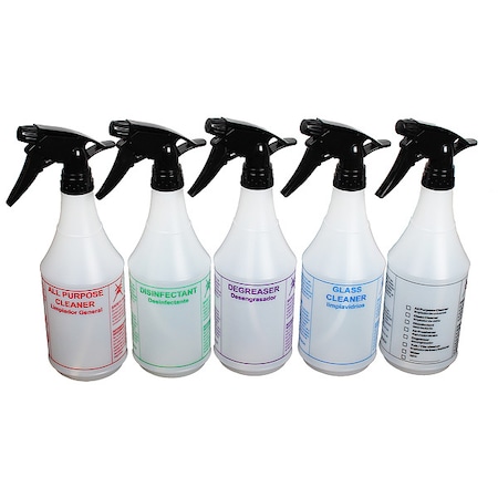 24 oz. Plastic Preprinted Trigger Spray Bottle, PK5 MPN:130115