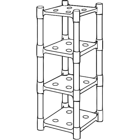 Plastic Shelving, 14 in D, 14 in W, 37 in H, 4 Shelves, Gray MPN:60NN30