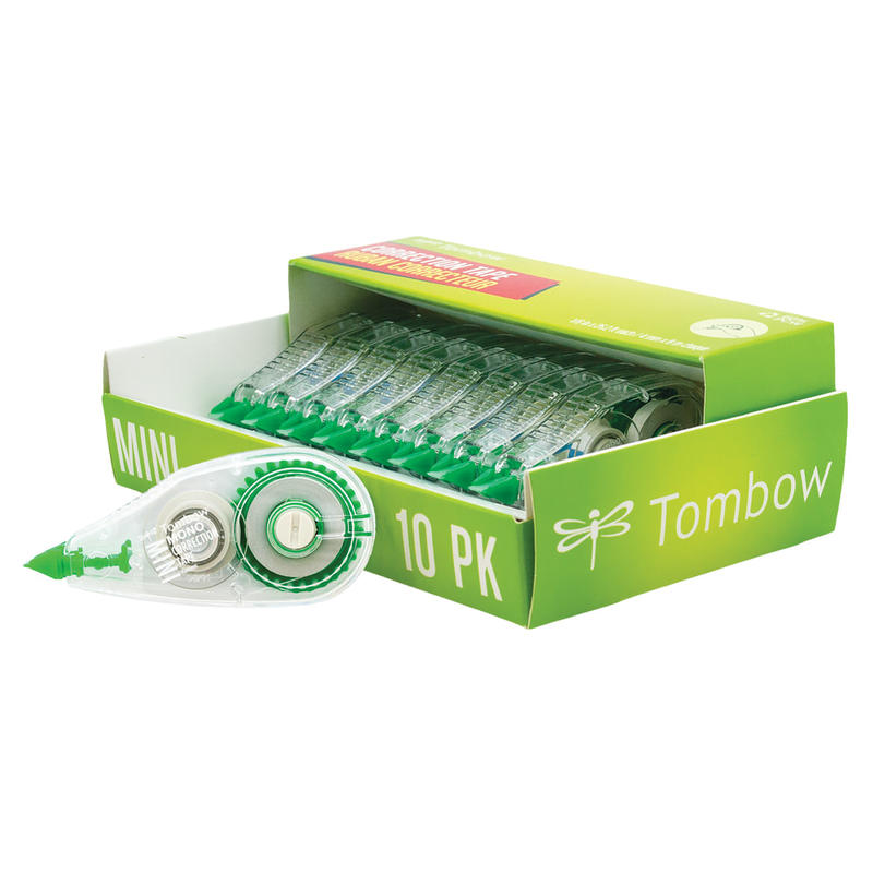 Tombow Mono Correction Tape, Mini, 1/6in x 315in, 60% Recycled, White, Pack Of 10 (Min Order Qty 5) MPN:68722