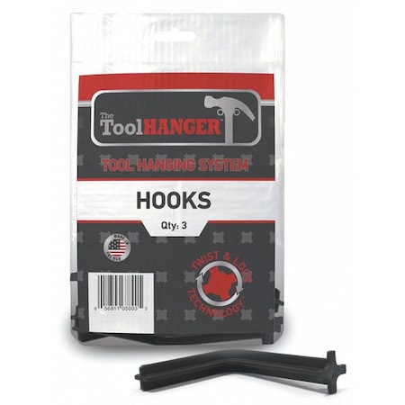 Hook Hanger, Black, 10 lb. Capacity, PK3 MPN:5003