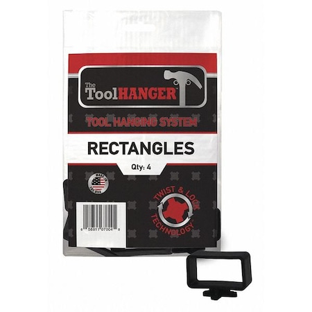 Rectangle Hanger, Black, 5 lb. Cap., PK4 MPN:7004