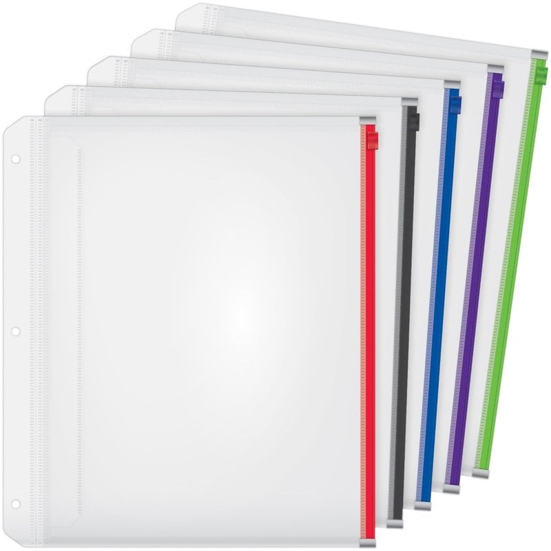 Cardinal Zipper Binder Pockets - 0.50in Maximum Capacity - 100x Sheet Capacity - 14650, 5/PK MPN:14650