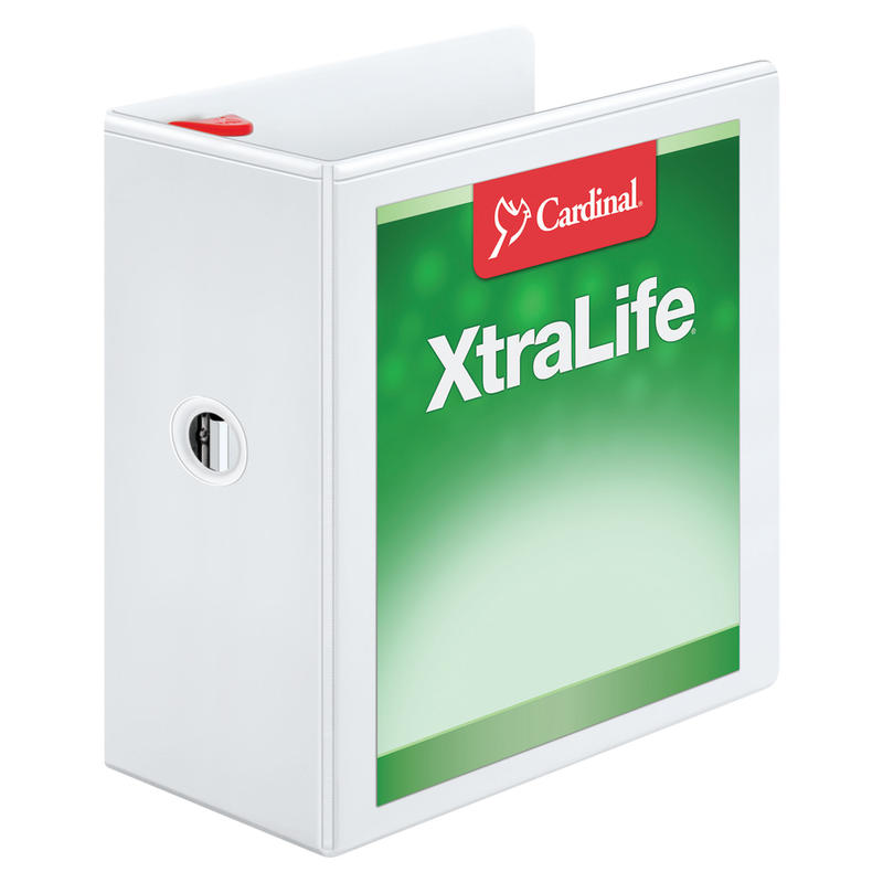 Cardinal XtraLife Locking Slant-D Ring 3-Ring Binder, 5in D-Rings, White MPN:26350