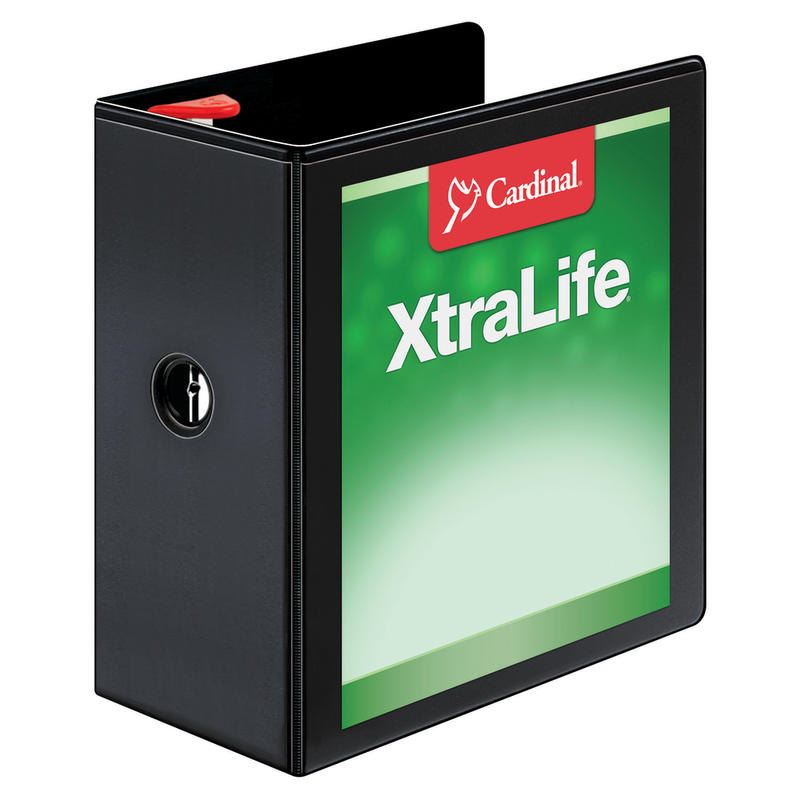 Cardinal XtraLife Locking Slant-D Ring 3-Ring Binder, 5in D-Rings, Black MPN:26351CB