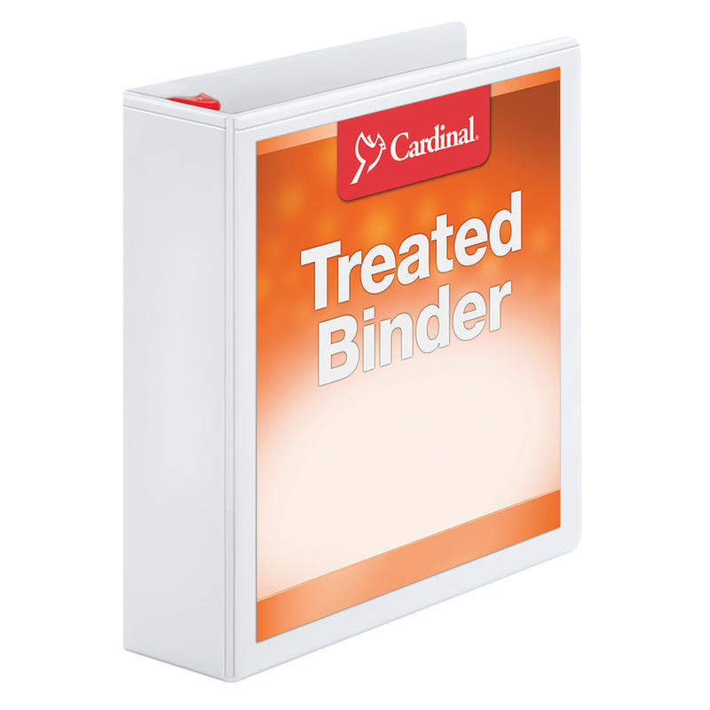 Cardinal Treated ClearVue Locking 3-Ring Binder, 2in D-Rings, 52% Recycled, White MPN:32120