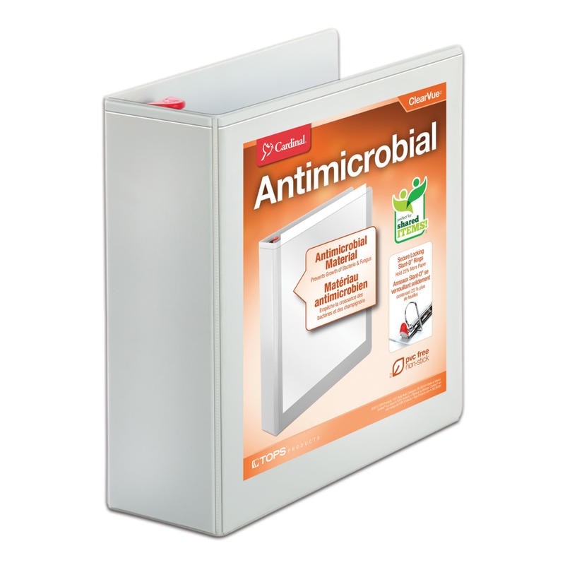 Cardinal Treated ClearVue Locking 3-Ring Binder, 4in D-Rings, 52% Recycled, White MPN:32140