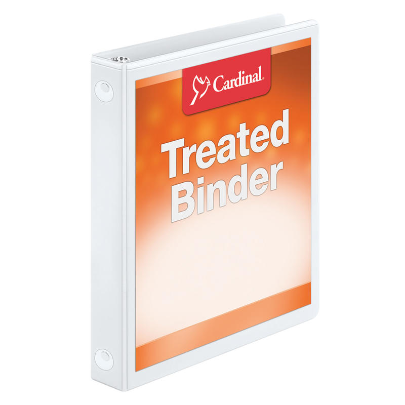 Cardinal Treated ClearVue Locking 3-Ring Binder, 1in Round Rings, 52% Recycled, White MPN:32200