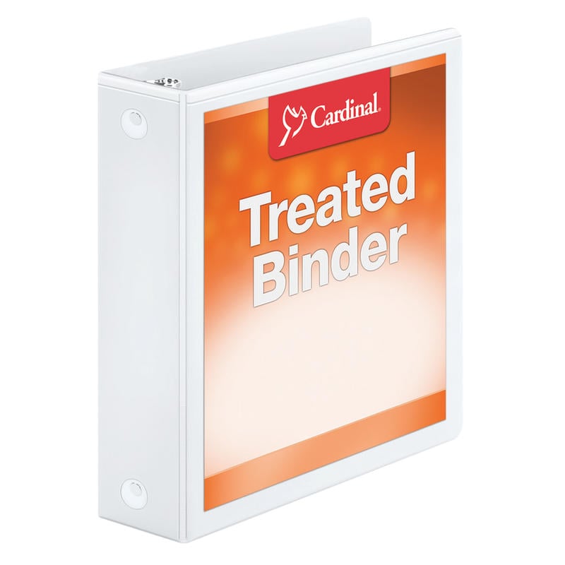 Cardinal Treated ClearVue Locking 3-Ring Binder, 2in Round Rings, 52% Recycled, White MPN:32220